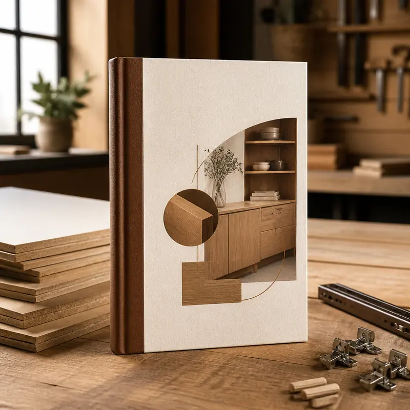 Mockup do guia prático de MDF e ferragens